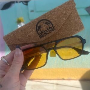 Stylish Black and Orange Unisex Malibu Suns Hi Desert Sunglasses